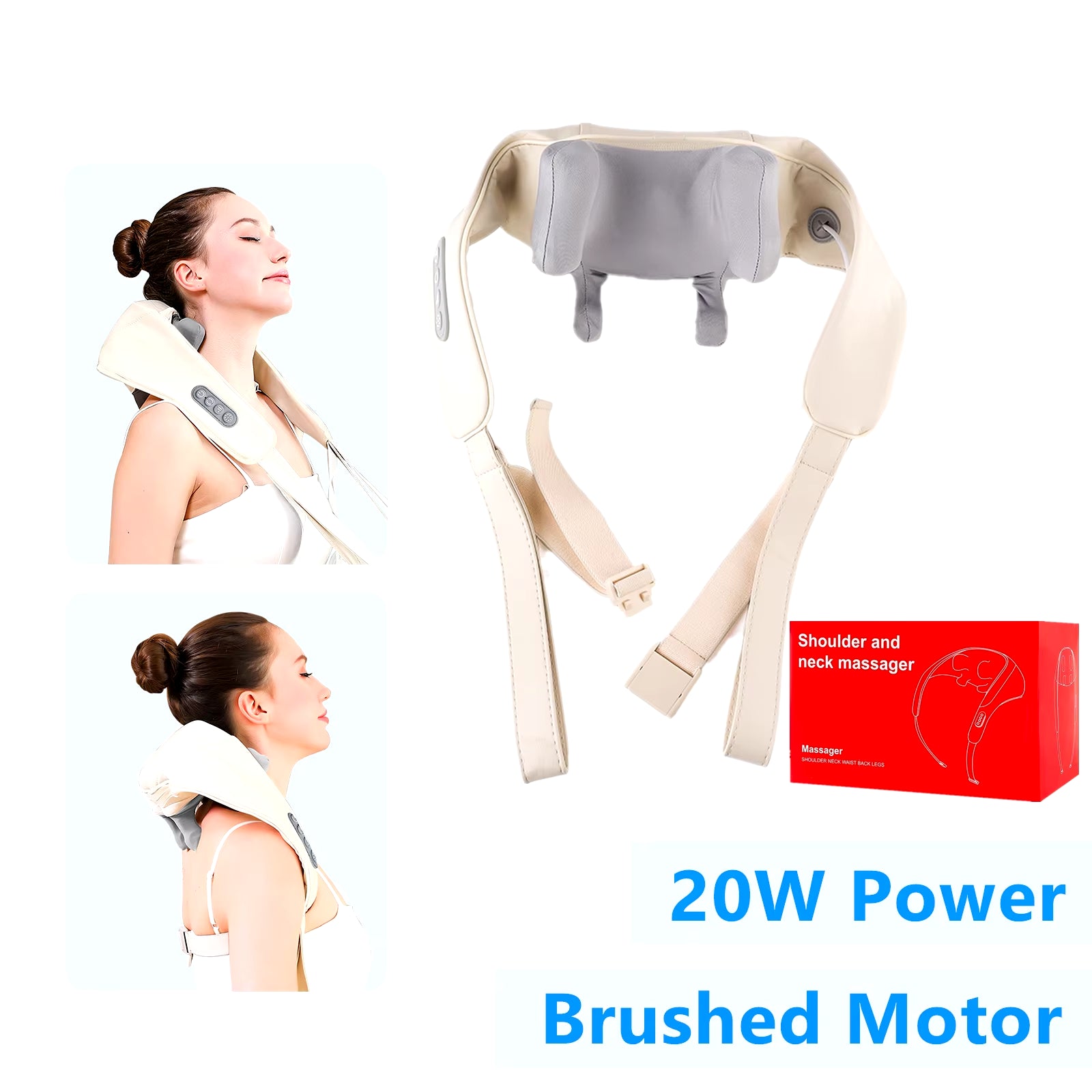 26W Brushless Motor Neck and Shoulder Massager Wireless Shoulder and Back Kneading Massage Shawl Neck Masajeador