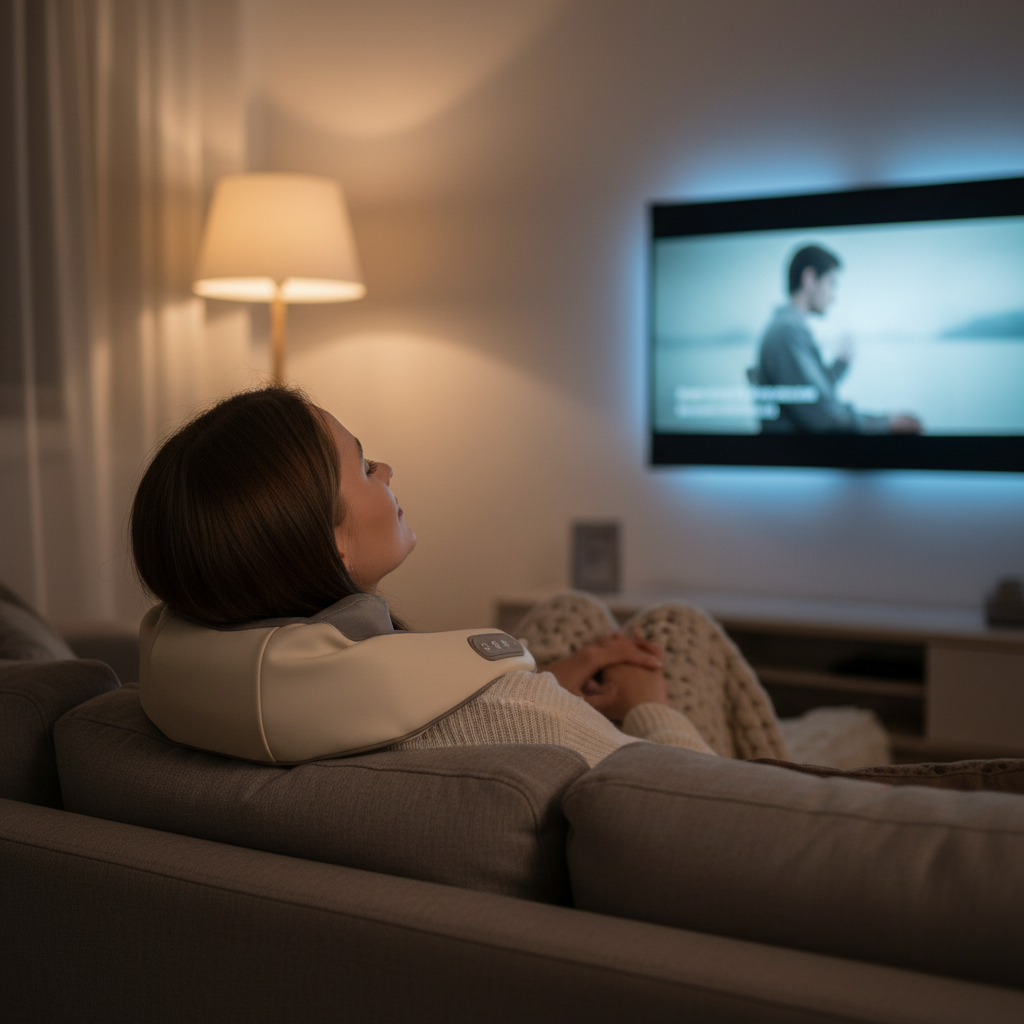 Woman on couch at night